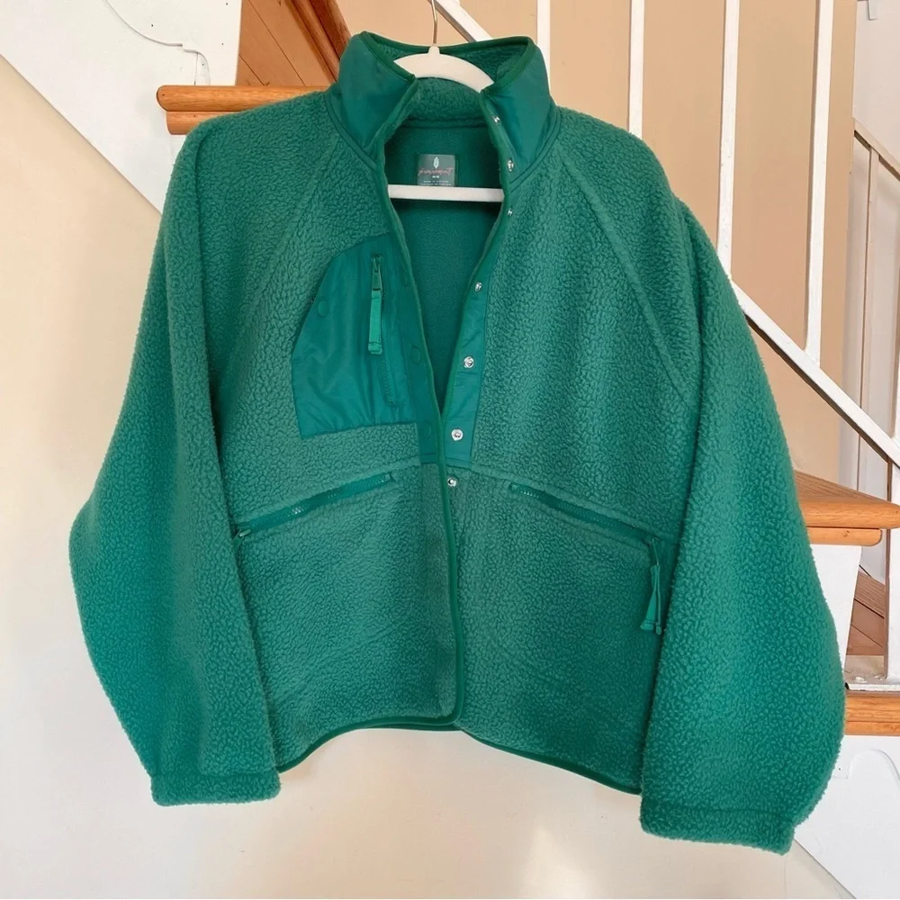 NWT Free People Movement Hit The Slopes Fleece Jacket Green Glow Medium